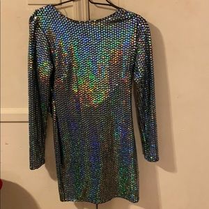 Blue multi color sequence party dress